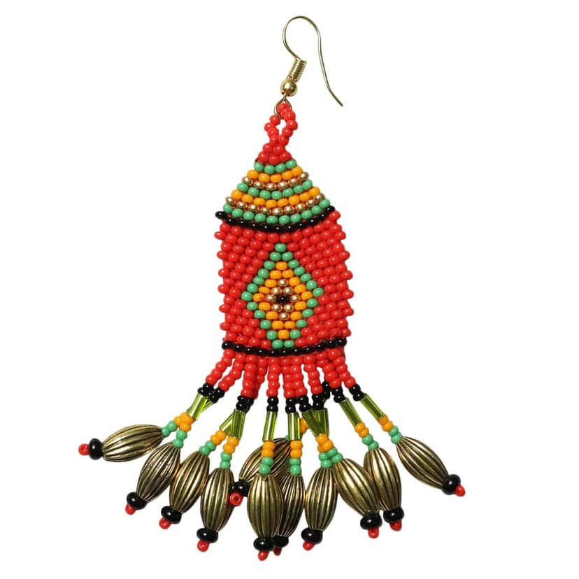 Garvi Gurjari (A Gujarat Govt Enterprise) Red Beaded Strand Necklace Set for Women view 6