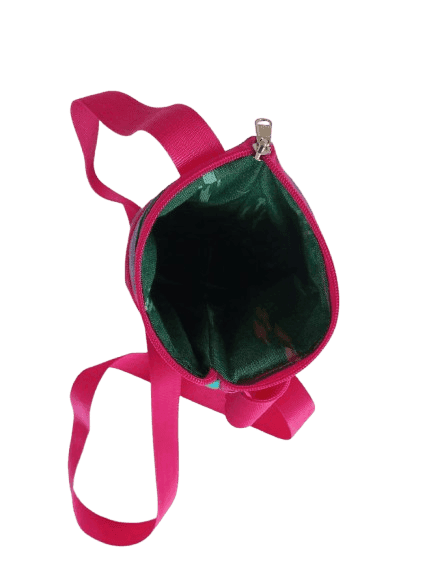 Small Crossbody Bag with Red Strap and Tropical Floral Pattern Cloth Sling Bag view 3