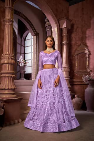 Lavender Sequance work heavy semi-stitched lehengha choli