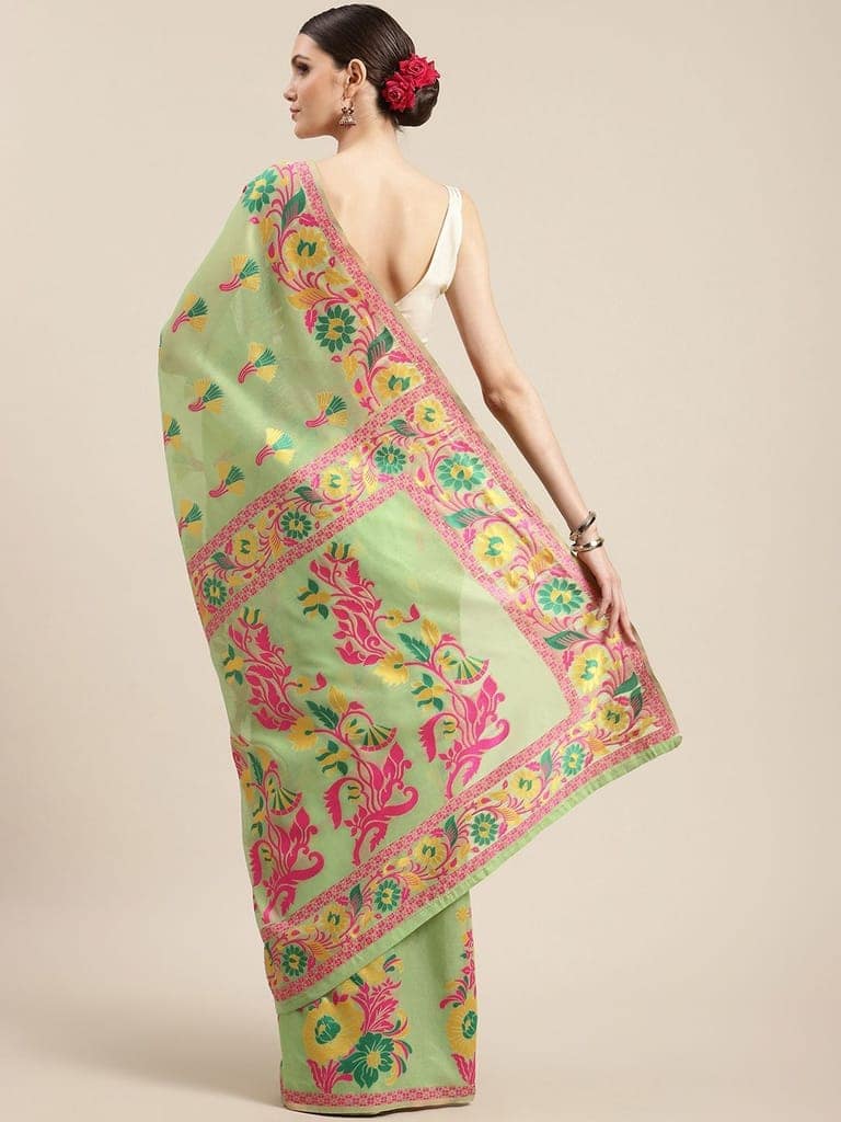 Women's Cotton Jamdani Saree With Unstiched Blouse Piece view 2