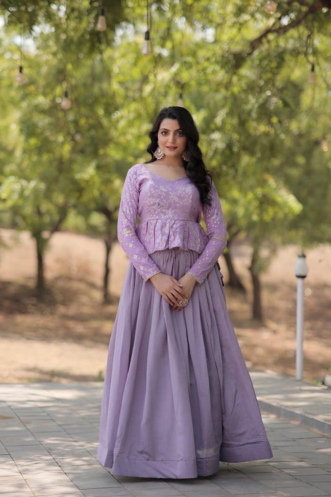 Purple Wine Lehenga Choli Readymade Stitched For Wedding Women Party Skirt Ready To Wear