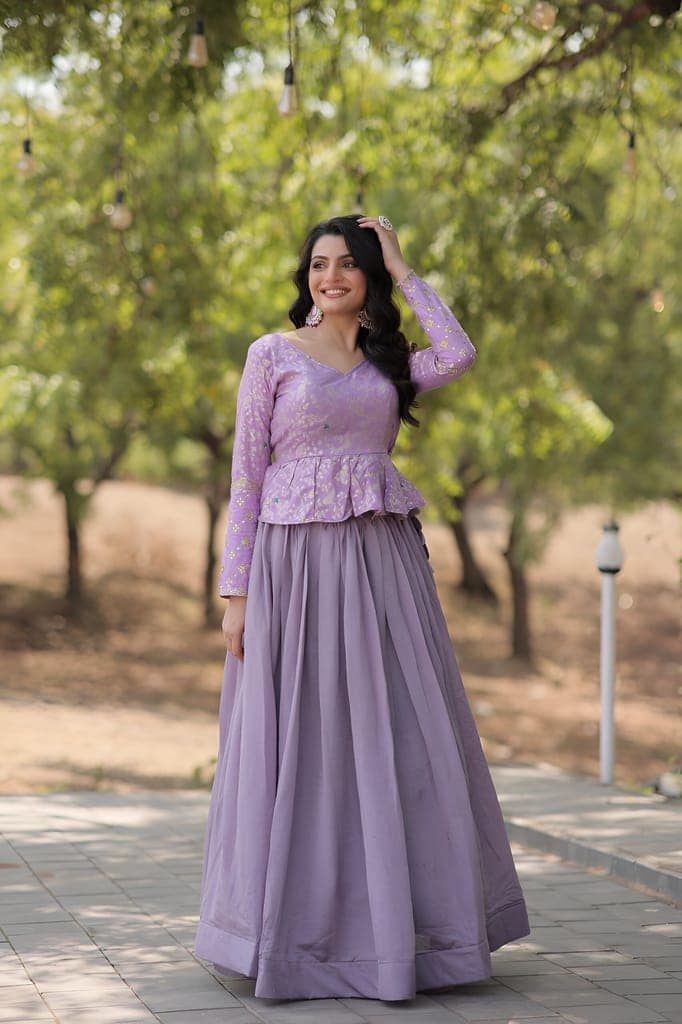 Purple Wine Lehenga Choli Readymade Stitched For Wedding Women Party Skirt Ready To Wear view 2