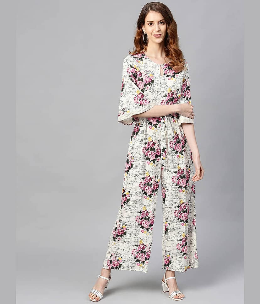 Juniper Off White Rayon Jumpsuit - Single view 2