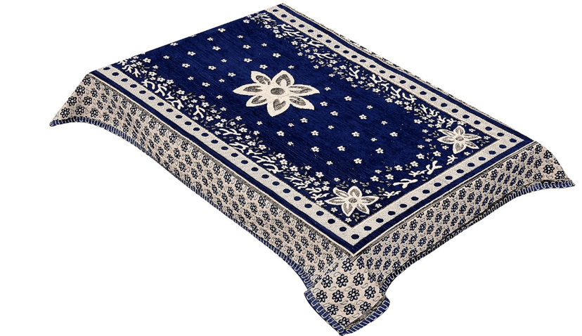 ELOHIM Attractive Floral Design Chenille 4 Seater(36x54 inches) Center Table Cover Floral(Blue Color) view 2