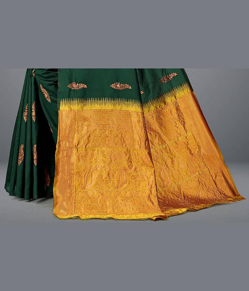 Om Shantam Sarees Art Silk Embellished Saree With Unstitched Blouse Piece ( Green ) view 2