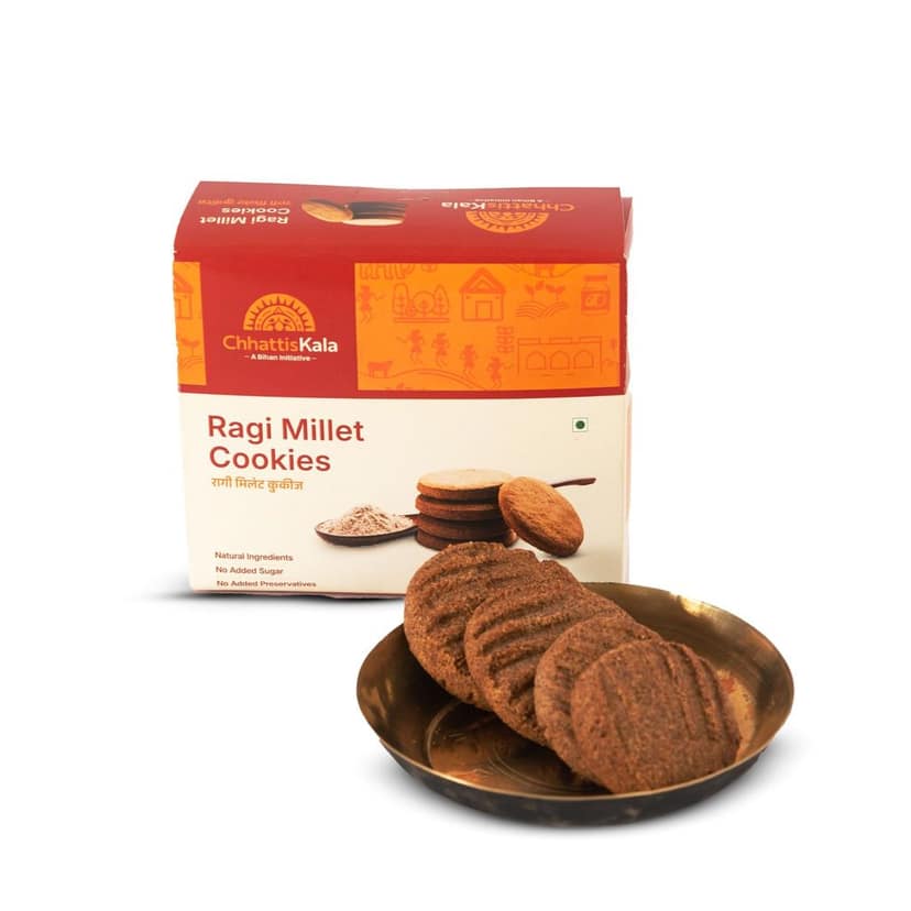 Chhattiskala A Bihan Initiative Healthy Ragi Millet Cookies 250g High Fiber & Calcium Rich Snacks and Crunchy Traditional Millet Biscuits view 5