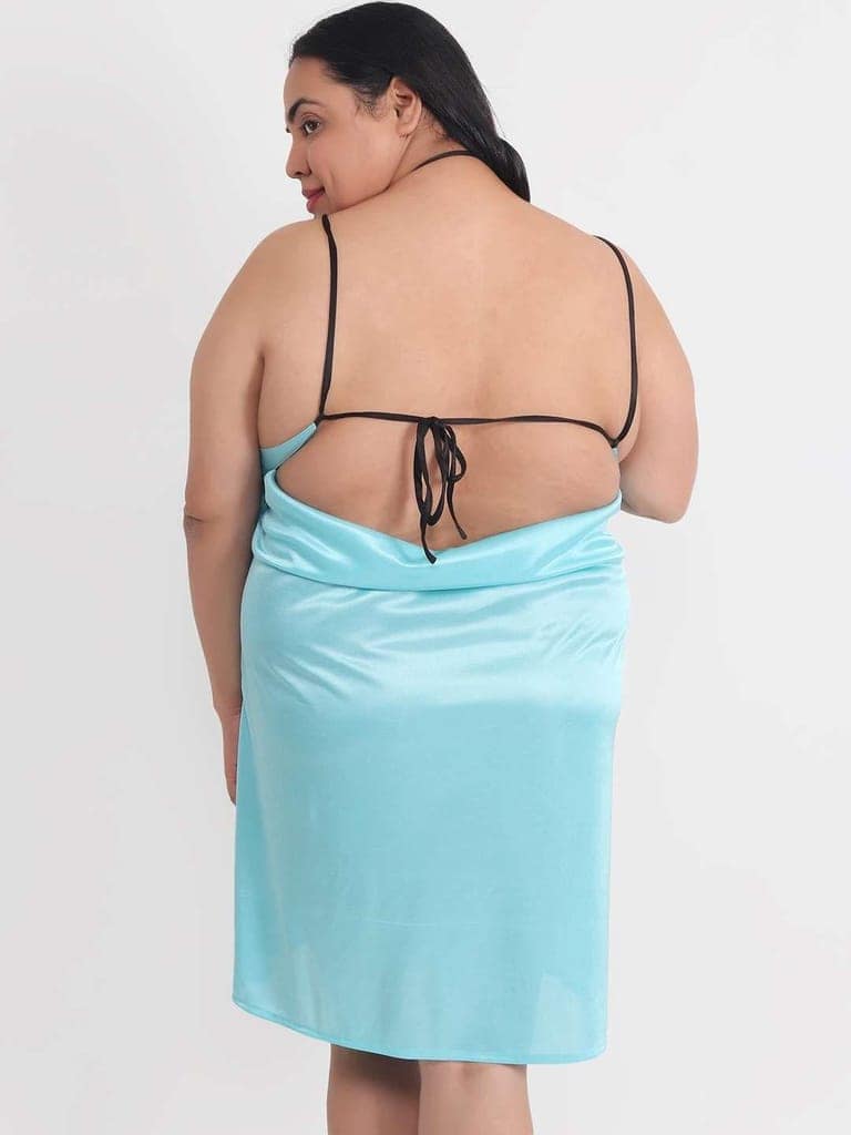 Plus Size Sexy Solid Satin Green Babydoll and Bikini Dress Dress for Honeymoon BB37Gs view 5