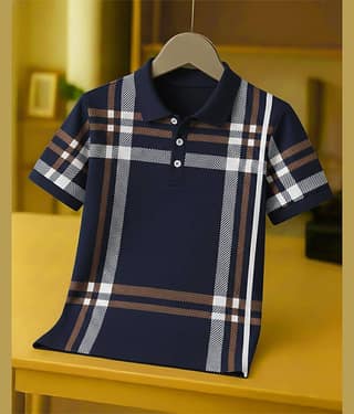 AUSK Men Cotton Blend Regular Fit Printed Polo T Shirt ( Blue )