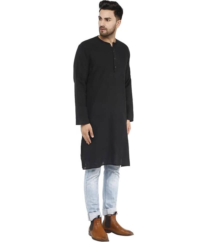 SKAVIJ Black Cotton Kurta Single view 2