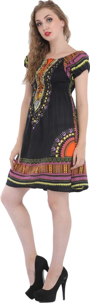 Jet-Black Printed Barbie Midi-Dress view 2