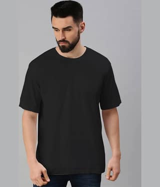 Veirdo Pack of 1 100% Cotton Oversized Fit Men's T-Shirt ( Black )