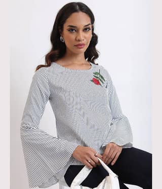Tokyo Talkies Women's Polyester Regular Top ( Multicolor )