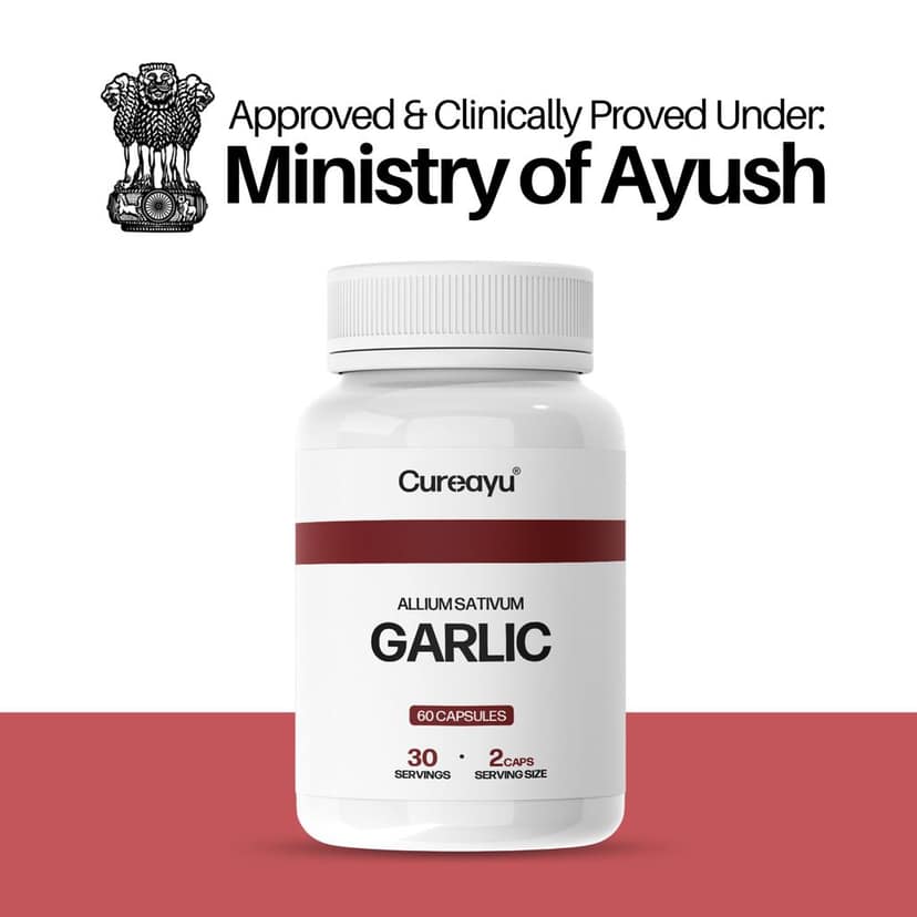 Cureayu Garlic Capsules | Ayurvedic Support for Heart Health, Immunity & Detox view 3