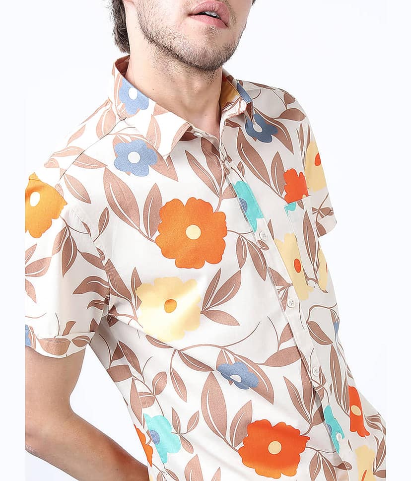 Ketch 100% Cotton Slim Fit Printed Half Sleeves Men's Casual Shirt - Multi ( Pack of 1 ) view 4