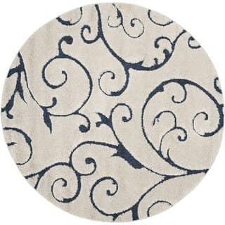 GALLERY HOME Silky Smooth Anti-Skid Shaggy Round Carpet with 2 inch Thickness (9 x 9 Round, Ivory Blue A3) view 2