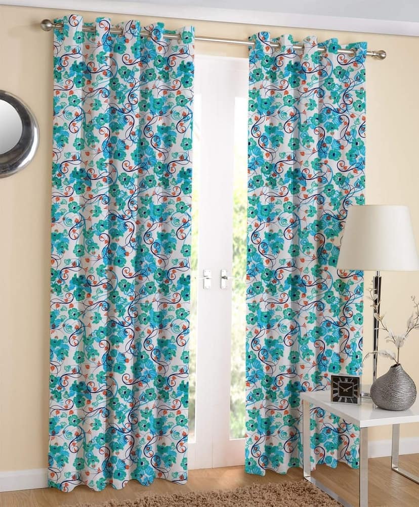 AIRWILL, 100% Cotton Designer Door Curtains, Sized 4ft in Width and 7ft in Length. Pack of 2 Pieces