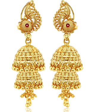 Vighnaharta South Screw back alloy Gold plated Jhumki, Jhumka, Jhumkas, Jhumki Earring for Women and Girls VFJ1499ERG