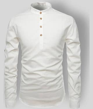Life Roads - White Cotton Men's Kurta ( Single )