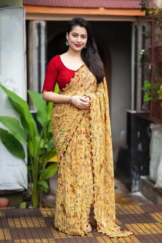 Warli Printed Georgette Saree with Blouse