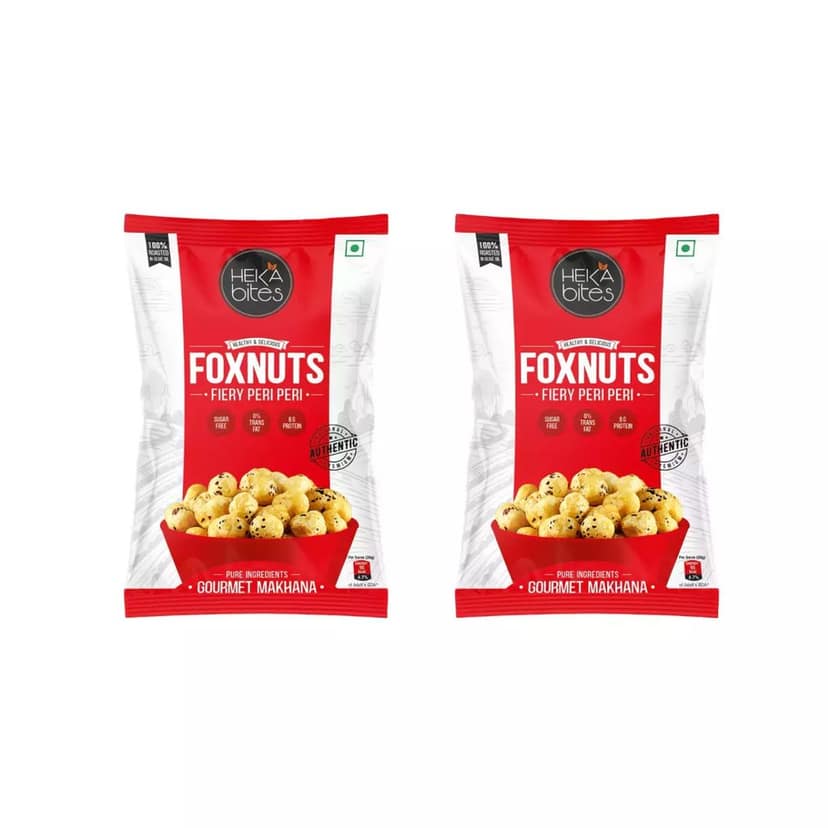 Heka Bites 160g Roasted Makhana Fiery Peri Peri 80g (80g * Pack of 2)
