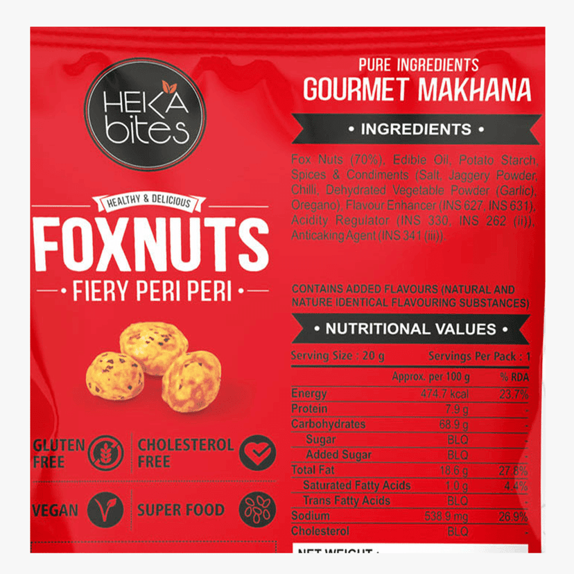 Heka Bites 160g Roasted Makhana Fiery Peri Peri 80g (80g * Pack of 2) view 3