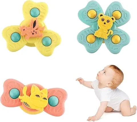 Strong Suction Cup Fidget Rotating Sensory Bath Toys for Baby 6 12 18 Months Airplane Car Travel Table & Window Toys for 1 2 Years Old Toddler Boys and Girls view 2