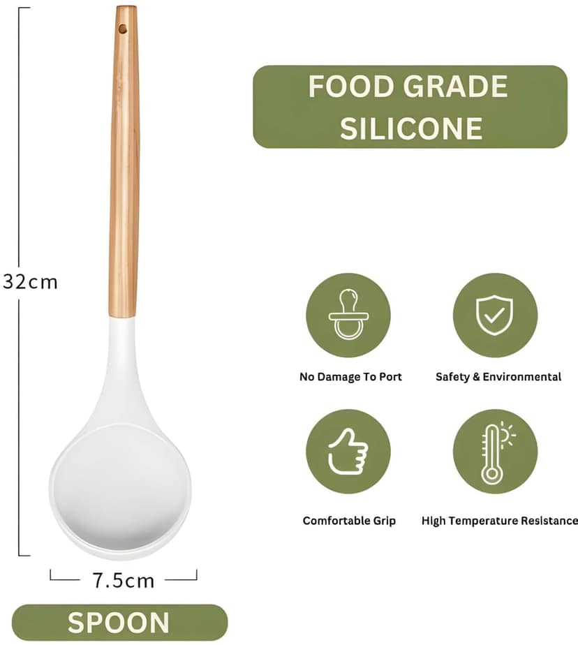 Silicone Spatula Set of 3 | Heat-Resistant Non-Stick Cooking & Baking Spatulas with Wooden Handle | Flexible Food Grade Silicone Turner & Scraper | Easy to Clean Kitchen Tools (Original) view 3