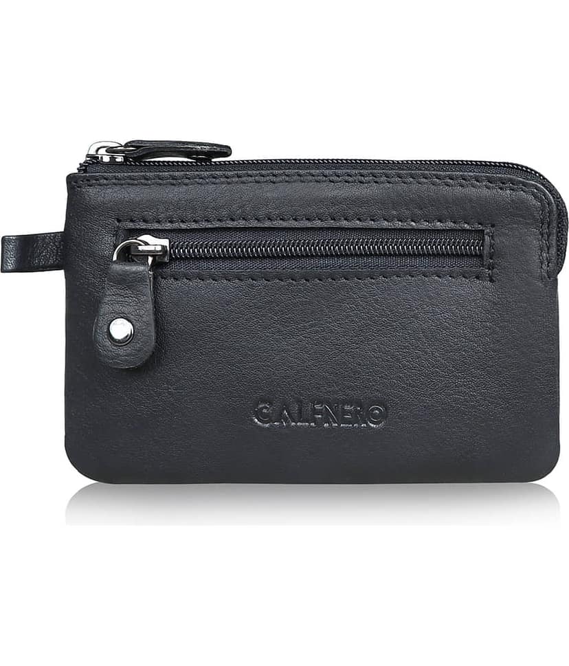 Calfnero Genuine Black Leather Key Case