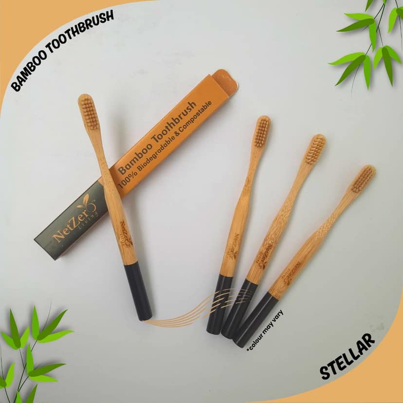Bamboo Toothbrush – Stellar | Biodegradable & Eco-Friendly (Pack of 4) | Dental Care view 2