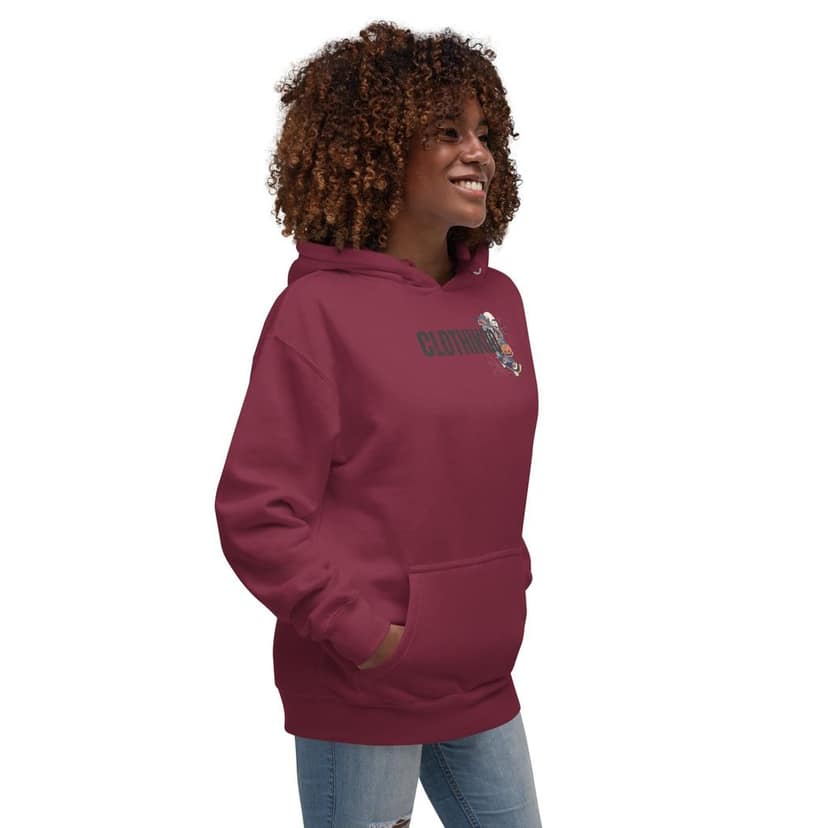 Clothikoo Premium Hoodie (Maroon Colour, Wolf Print) view 8