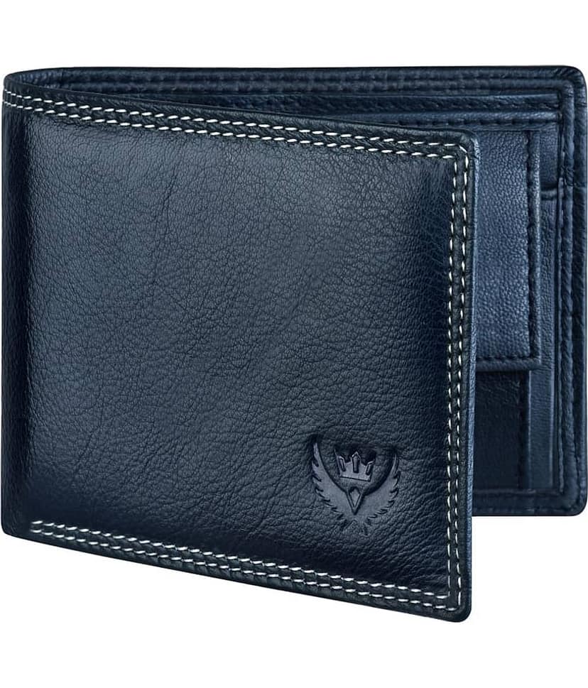 Lorenz Blue 100% Leather Men's RFID Wallet ( Pack of 1 )