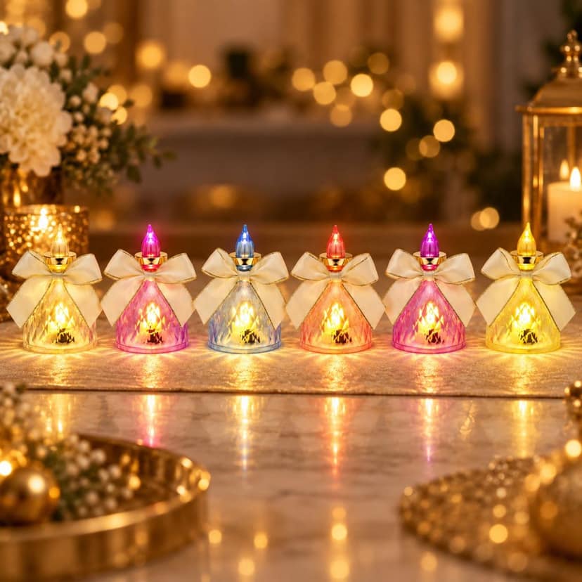 Decorative Flameless LED Candle Lights with Bow for Home Decor (6 Pc Set) view 3