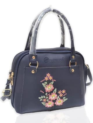 Magnifique Women's Hand/Sling/Side Bag/purse Polyurethane Western (Blue)