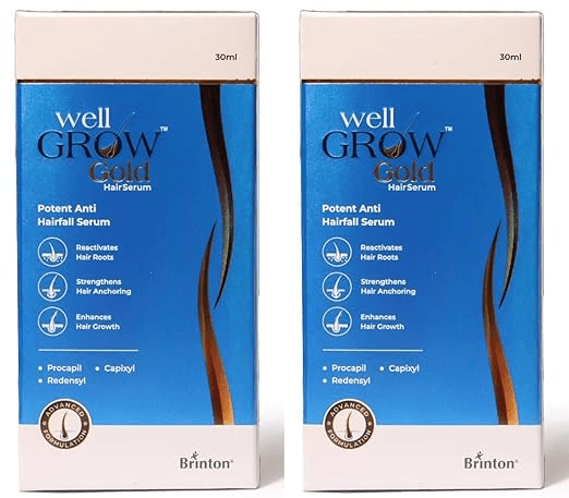 Brinton WellGrow Gold Hair Serum for Hair Care Women Men (30ML) x Pack of 2