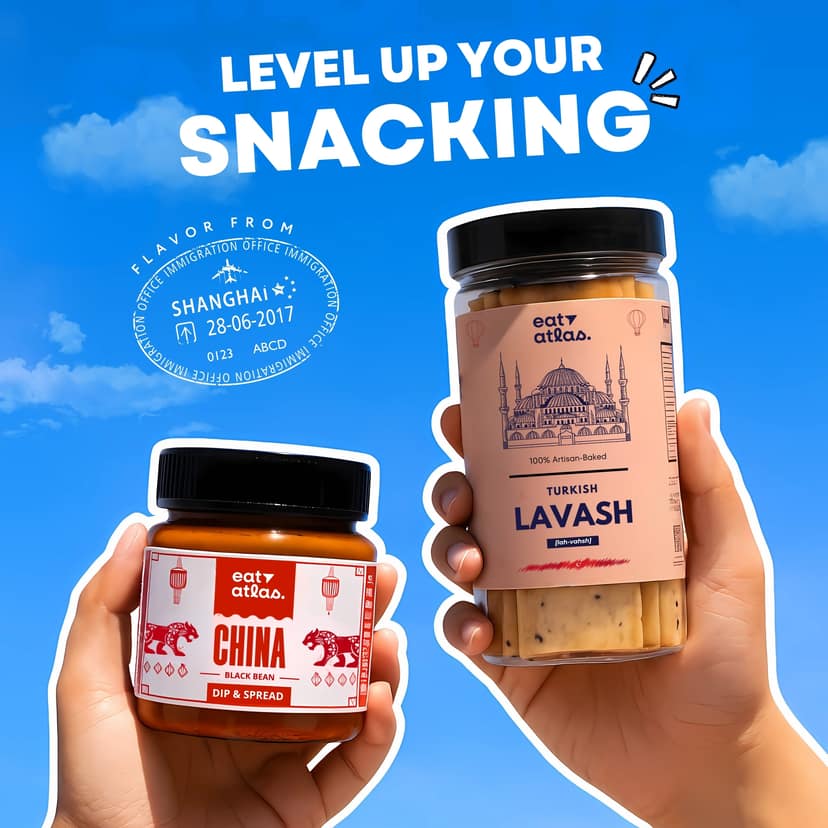 Sichuan's Fermented Black Beans Dip With Lavash Chips (Unique Umami & Sweet) | Gourmet Ready-to-eat 100% VEG Combo (100+85gms)