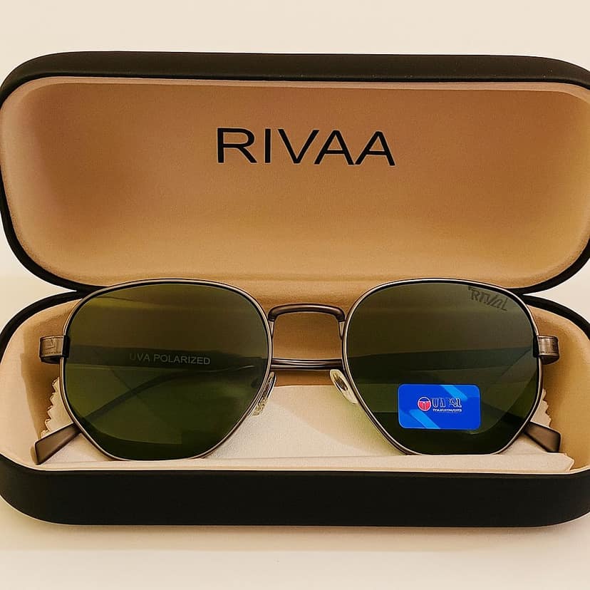Stylish Brown Sunglasses with Green Tinted Lenses view 2