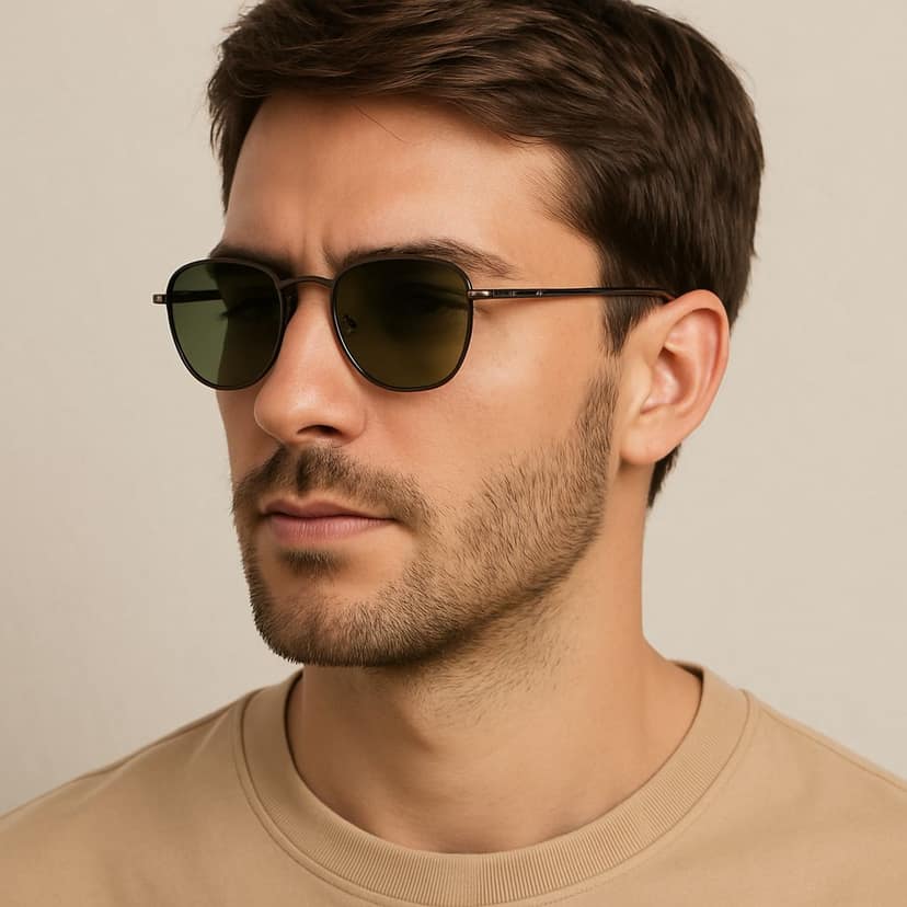 Stylish Brown Sunglasses with Green Tinted Lenses view 3
