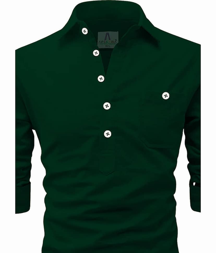 Apektra Peach Cotton Men's Shirt Style Kurta ( Pack of 1 ) view 2
