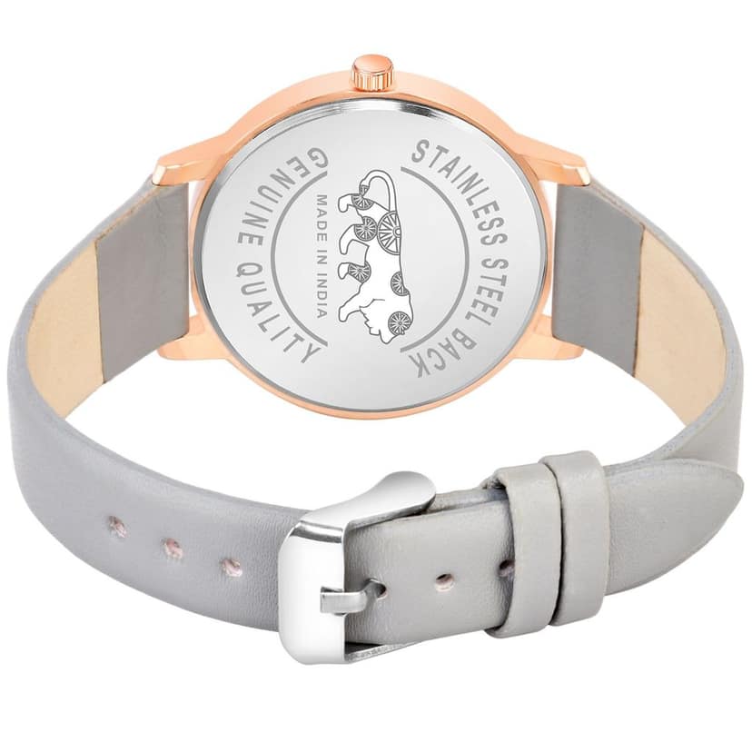 Loretta MT-375 Grey Leather Belt Slim Dial Women & Girls Watch view 3