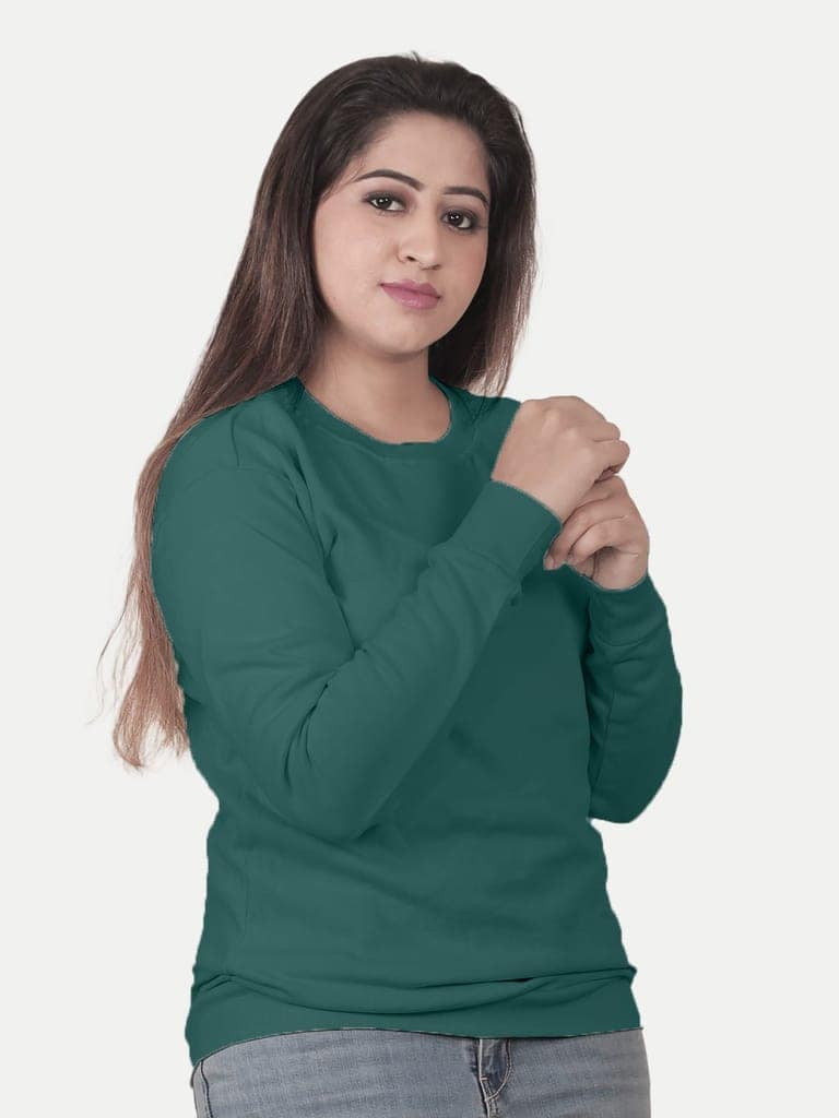 Women Solid Green Pullover view 2