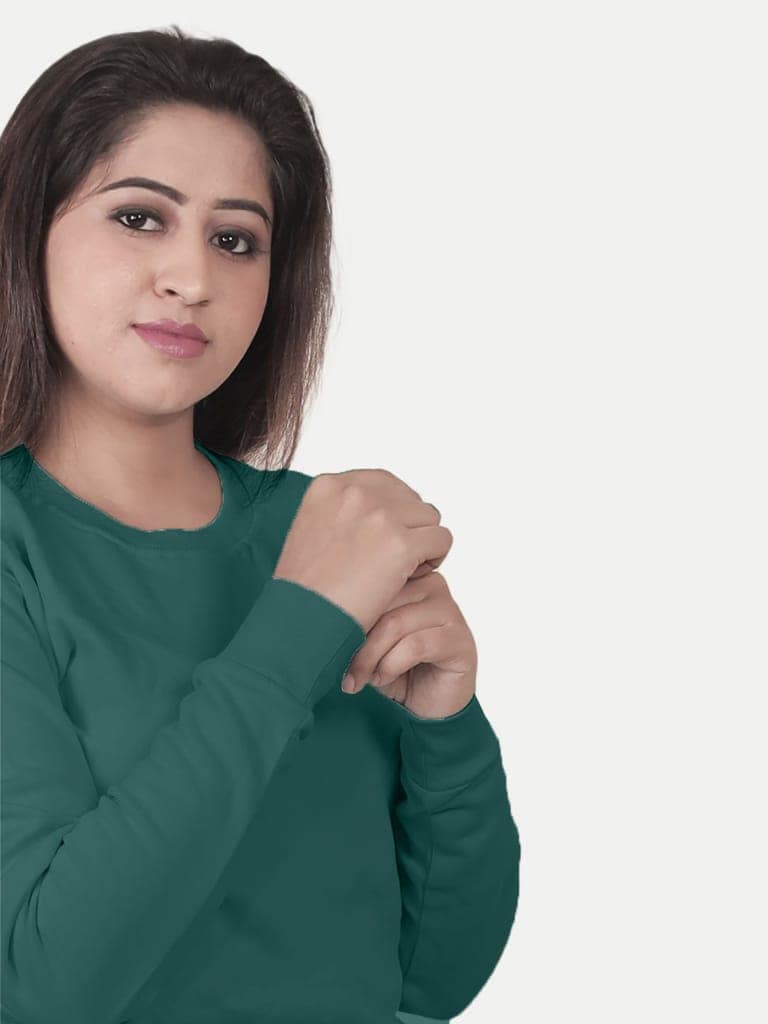 Women Solid Green Pullover view 3