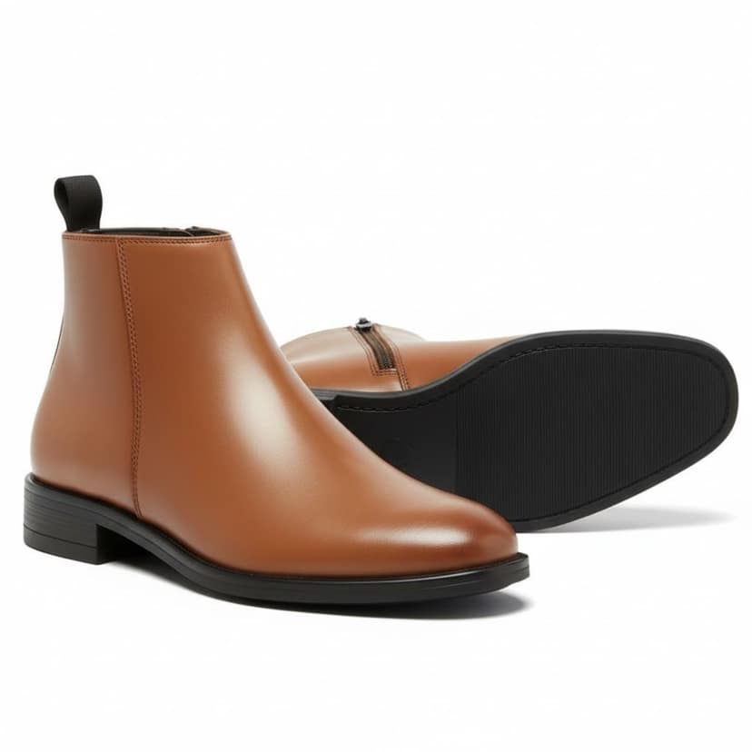 WUGO Premium Tan Chelsea Chain Boots for Men | Modern Slip-On Ankle Boots for Casual & Office Use view 5