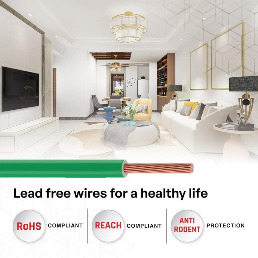 VRINDACab Green 2.5MM 90 MTR Wire | FR PVC Insulated Multi Strand CCA Copper Electrical Cable | Flame Retardant House Wiring Wire for Domestic & Industrial Use view 4