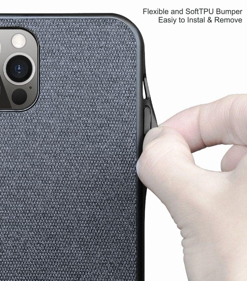 Memumi Boxian Series Canvas/Leather Classic Back Cover for Apple iPhone 12 Mini - Blue (5.4") view 3