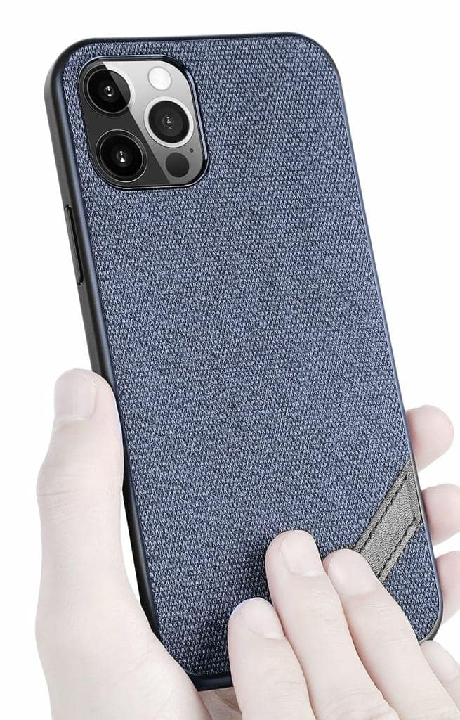 Memumi Boxian Series Canvas/Leather Classic Back Cover for Apple iPhone 12 Mini - Blue (5.4") view 4
