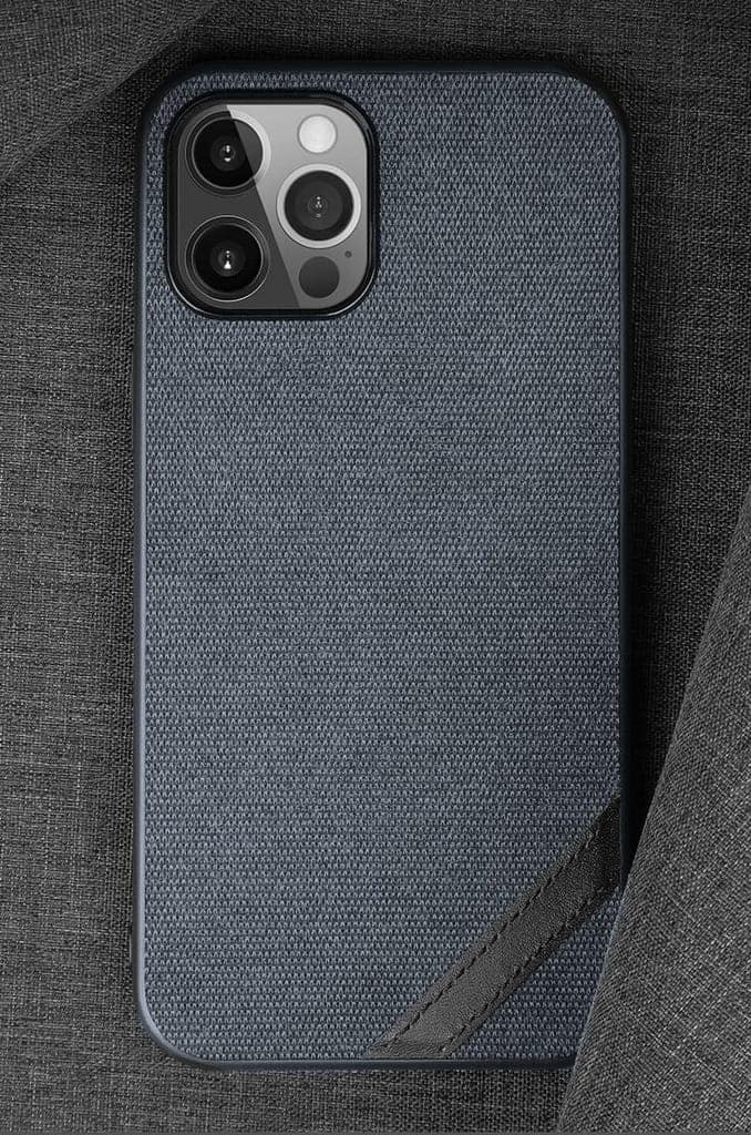 Memumi Boxian Series Canvas/Leather Classic Back Cover for Apple iPhone 12 Mini - Blue (5.4") view 6