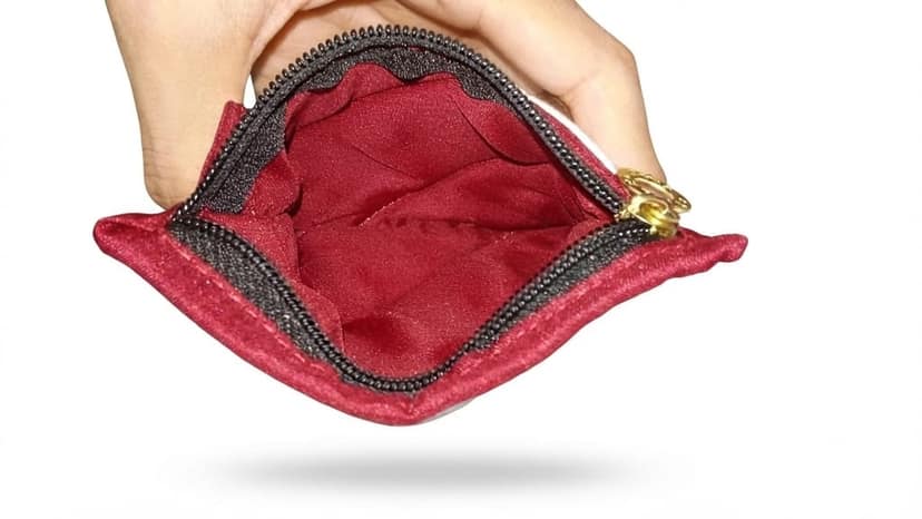 Traditional Rajasthani Handmade Fabric Zipper Pouch | Festive Gift & Coin Purse view 3