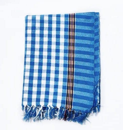 Dark blue Checkered Cotton Bath Towel view 4