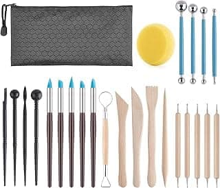 Luney Clay Tools Kit,25 Pcs Polymer Clay Tools,Ceramics Clay Sculpting Tools Kits,Air Dry Clay Tool Set For Adults,Kids,Pottery Craft,Baking,Carving,Drawing,Dotting,Molding,Modeling,Shaping,Black