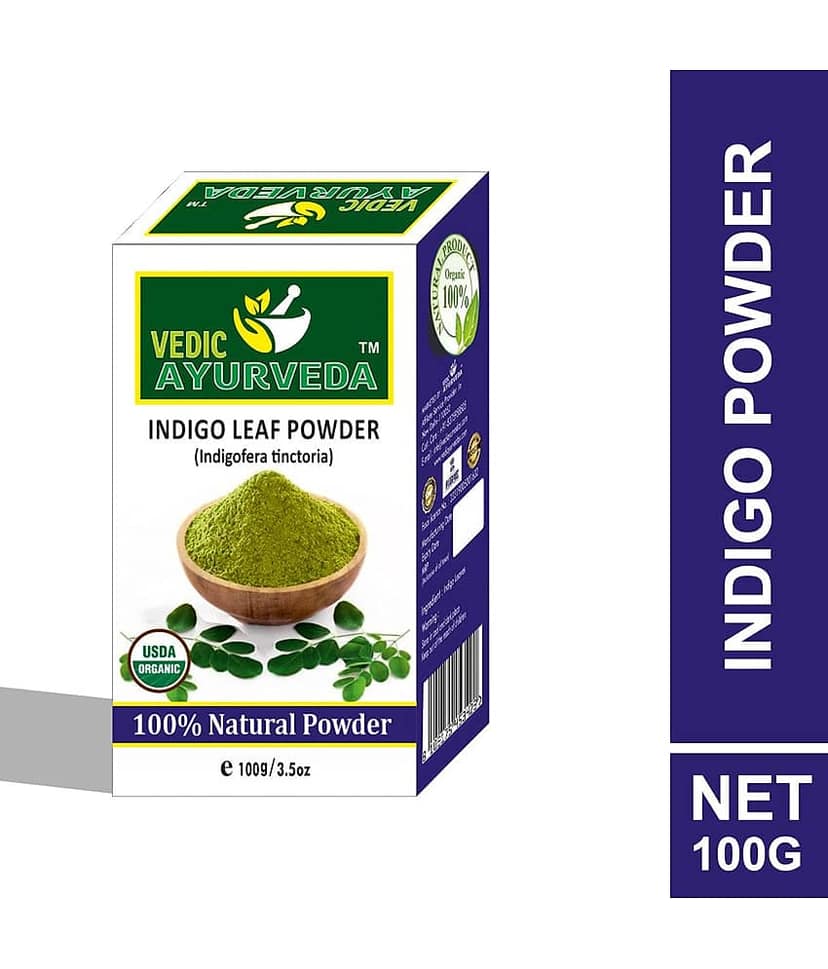 VEDICAYURVEDA 100% Natural Indigo Leaf Powder for Hair Natural Henna 100 gm